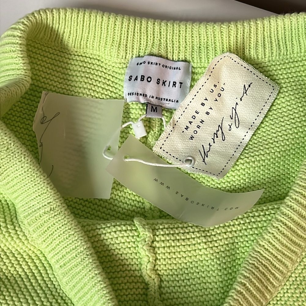Sabo Lime‎ Green Knit Shorts C30 - Picture 4 of 5